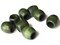 8 17mm Wooden Barrel Beads Large Hole Green Vintage Wood Beads bO2